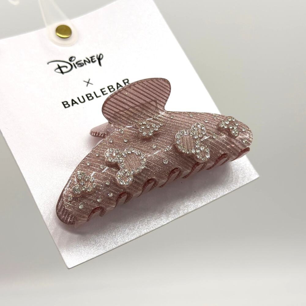 Disney X Baublebar Mauve Pink Rhinestone Mickey Mouse Head Hair Claw Clip NEW